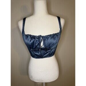Victoria’s Secret Balconette Longline Bra Top NWT Size Medium Blue Satin